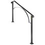 black VEVOR outdoor handrails with curved support beam and square posts.