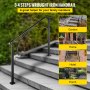 VEVOR Rampes pour marches extérieures, s'adapte aux rampes d'escalier extérieures à 3 ou 4 marches, main courante en fer forgé arche n°3, rampe de porche flexible, rampes de transition noires pour marches en béton ou escaliers en bois
