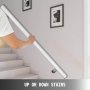 VEVOR lépcsőkorlát 3 láb hosszúságú lépcsőkorlát alumínium lépcsőkorlátok 200 font teherbírású lépcsőkorlát Kerek acélcsövek Kézikorlát beltéri lépcsőkhöz, falra szerelhető lépcsőházhoz (fehér, 3 láb hosszú)