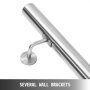 VEVOR Stair Handrail 3ft Stair Rail Stainless Steel Modern Handrails for Stairs 200lbs Capacity Indoor Handrail for Stairs Wall Mounted Stairway Railing with Wall Brackets End Caps Quick Install