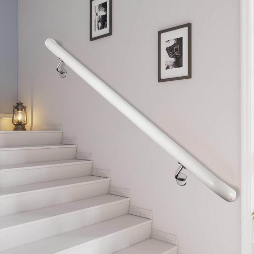 Stair Handrail, Stair Rail, Aluminum Indoor Handrail For Stairs 3ft Length White