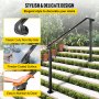 VEVOR Iron Step Handrail Stair Railing Kit Fit 5 Step Black Outdoor Deck Rail