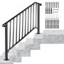 Κιγκλιδώματα VEVOR για σκαλοπάτια εξωτερικού χώρου, Εφαρμογή κιγκλίδωμα εξωτερικής σκάλας 4 ή 5 σκαλοπατιών, κουπαστή από σφυρήλατο σίδερο #4, εύκαμπτο κιγκλίδωμα βεράντας, μαύρες μεταβατικές χειρολισθήρες για σκαλοπατάκια από σκυρόδεμα ή ξύλινες σκάλες