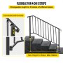 VEVOR Iron Step Handrail Stair Railing Kit Fit 4 Steps Black Outdoor Deck Rail