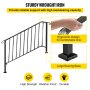 VEVOR Rampes pour marches extérieures, pour rampe d'escalier extérieure à 4 ou 5 marches, rampe en fer forgé n°4, rampe de porche flexible, rampes de transition noires pour marches en béton ou escaliers en bois