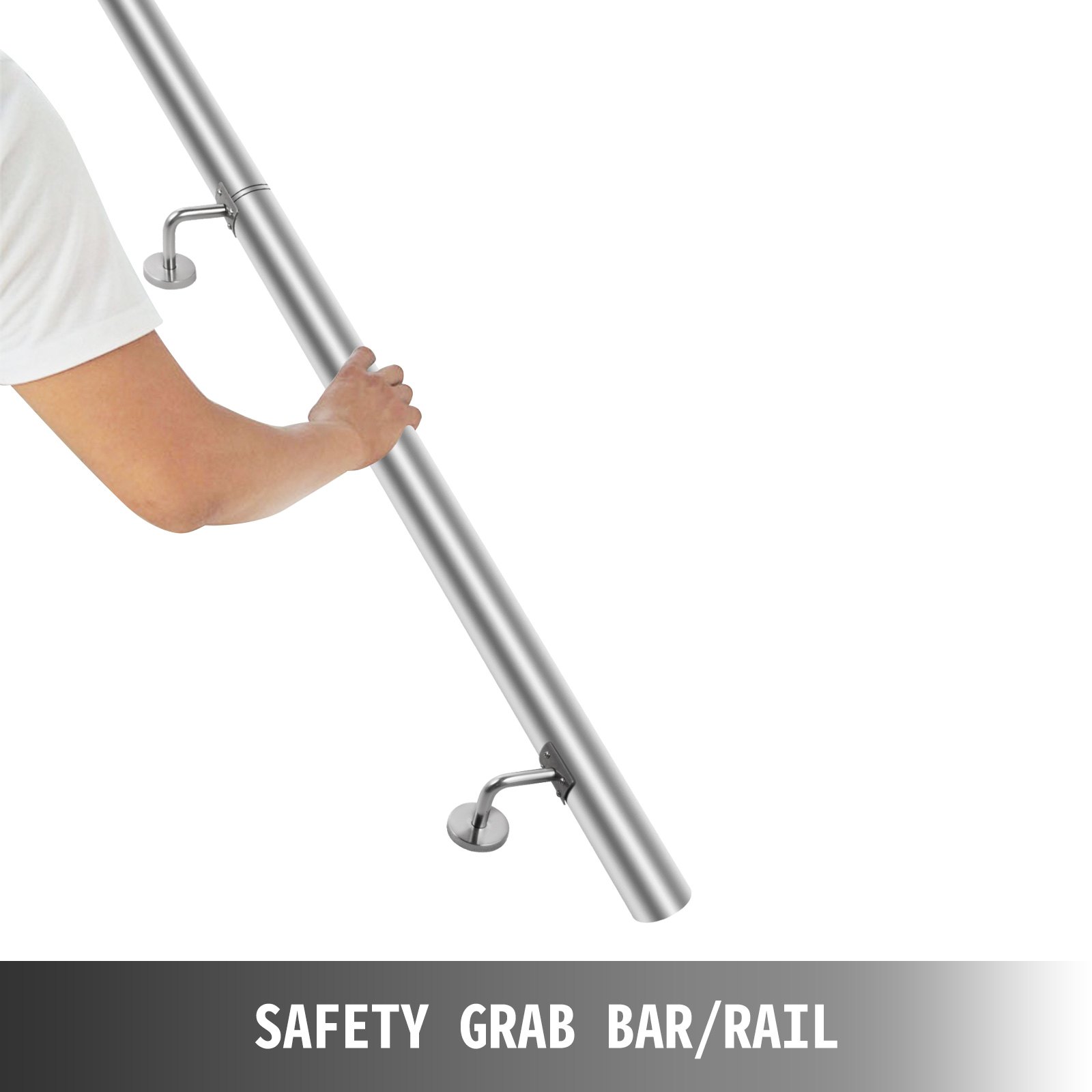 VEVOR Stair Handrail 6ft Stair Rail Stainless Steel Modern Handrails for Stairs 200lbs Capacity Indoor Handrail for Stairs Wall Mounted Stairway Railing with Wall Brackets End Caps Quick Install