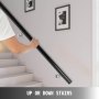 VEVOR Stair Handrail 6ft Length Stair Rail Aluminum Handrails for Stairs 200lbs Load Capacity Stairway Railing Long Steel Pipes Hand Rails for Indoor Stairs Wall Mount Staircase(Black,6ft Length)