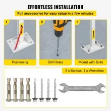 VEVOR Single Post Handrail White Wrought Iron Post Mount Step Grab Supports Fits 1 or 2 Steps Grab Rail Single Post Railing