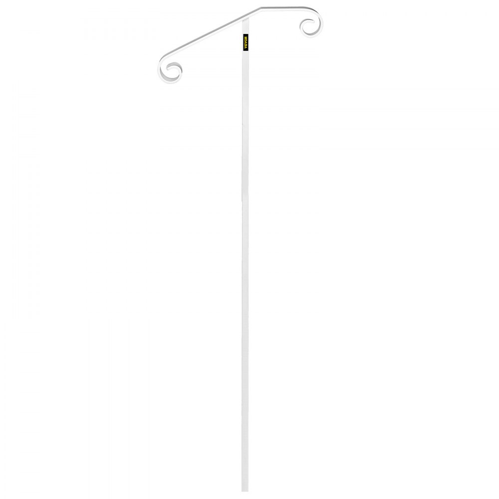 VEVOR Single Post Handrail Wrought Iron Post Mount Step Grab Supports in Ground Long Post Fits 1 or 2 Steps Grab Rail Single Post Railing