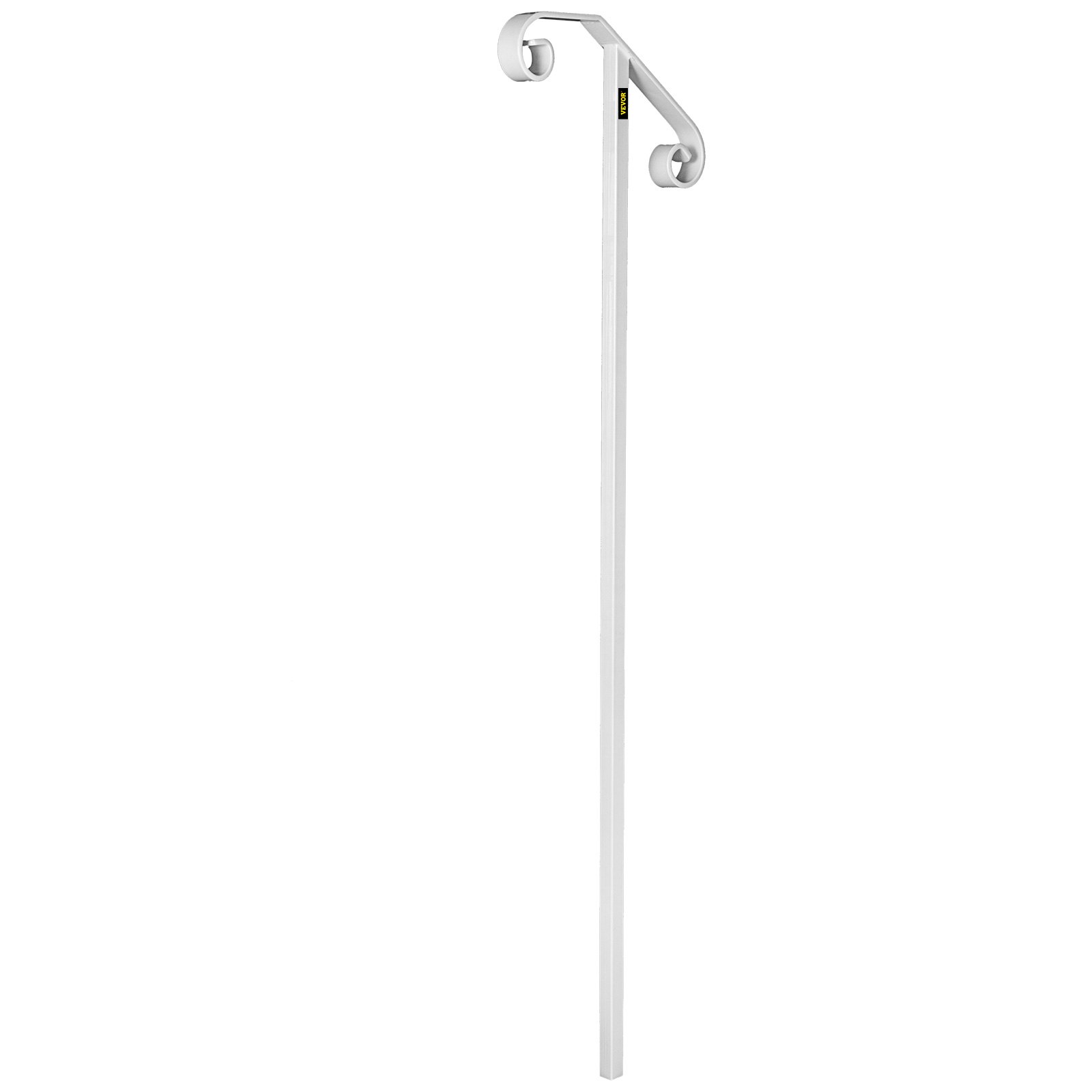 VEVOR Single Post Handrail Wrought Iron Post Mount Step Grab Supports in Ground Long Post Fits 1 or 2 Steps Grab Rail Single Post Railing