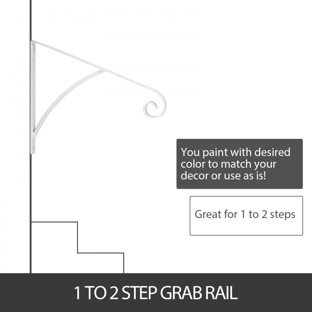 VEVOR Wrought Iron Handrail Wall Mounted Hand Railing, White