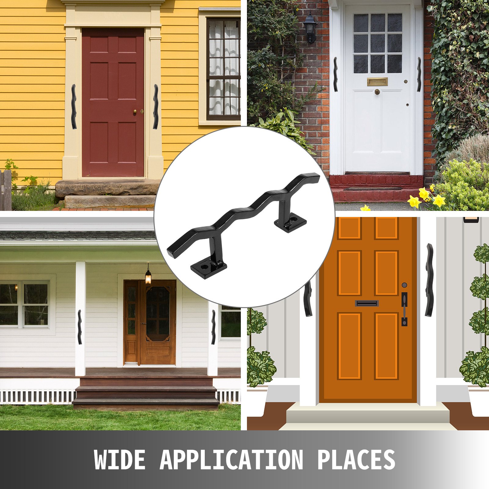 Handrails Wrought Iron Rail Wave Shape 1 Step Handrail Decoration Wall Mount