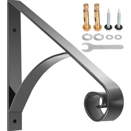 VEVOR Single Step Handrails, Wall Mounted Metal Wrought Iron Short Hand Rail Railing, Fits 1 or 2 Steps Stairs Ideal for Garage, Patio or Front Door Porch Steps Application