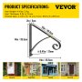 VEVOR Wrought Iron Handrail, 61.7lbs Load Iron Stair Railing, 1 or 2 Steps Wrought Iron Railing 14x16" Step Railing Black Iron Handrail Outdoor Handrail for Porch Deck Garden with Wrench and Bolts