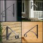 VEVOR Single Step Handrails, Wall Mounted Metal Wrought Iron Hand Rail Railing, Fits 1 or 2 Steps Handrail for Garage, Patio or Front Door Porch Steps