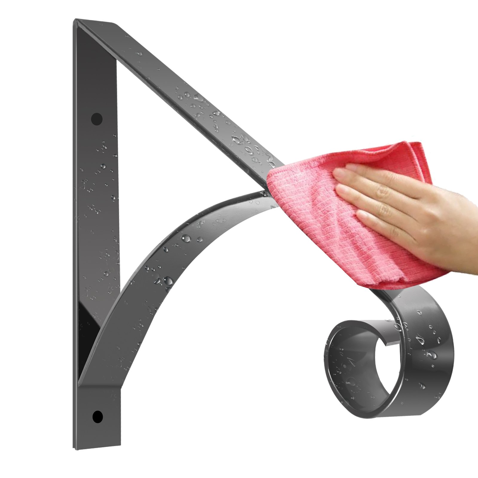 VEVOR Wrought Iron Handrail Iron Stair Railing 61.7lbs Black 16x14" with Bolts