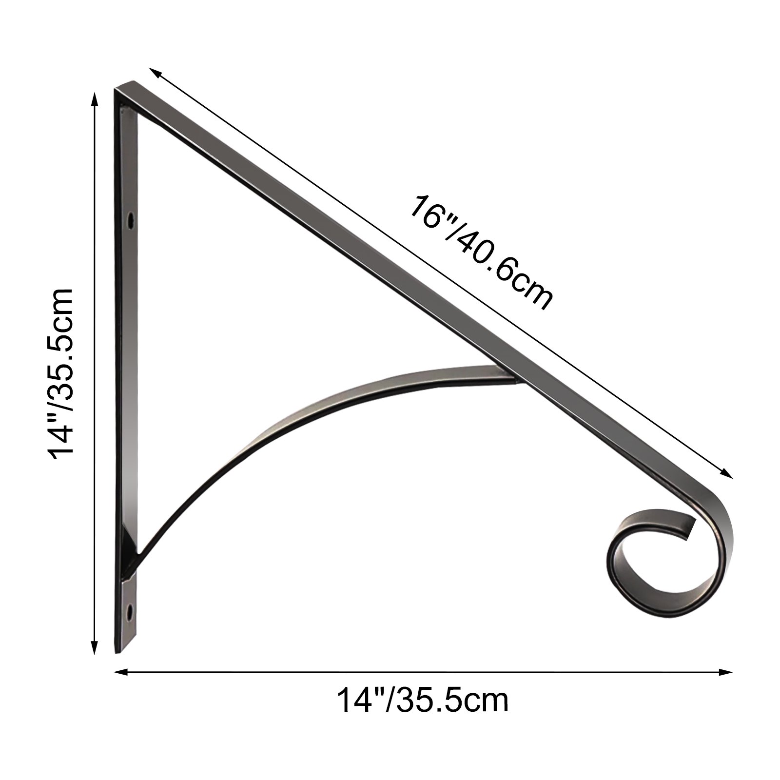 VEVOR Wrought Iron Handrail Iron Stair Railing 61.7lbs Black 16x14" with Bolts