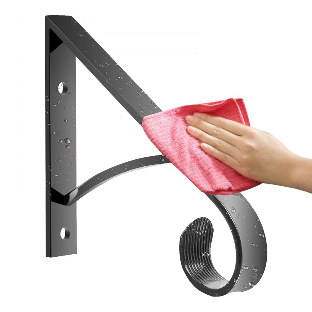 VEVOR Wrought Iron Handrail Iron Stair Railing 61.7lbs Black 14x10" with Bolts