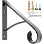 VEVOR Wrought Iron Handrail, 61.7lbs Load Iron Stair Railing, 1 or 2 Steps Wrought Iron Railing 14x10" Step Railing Black Iron Handrail Outdoor Handrail for Porch Deck Garden with Wrench and Bolts