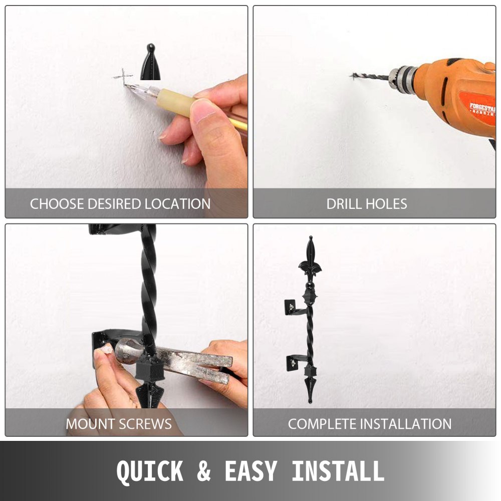 Handrails Wrought Iron Rail 19 in Length Porch Railing for Steps Single Pole