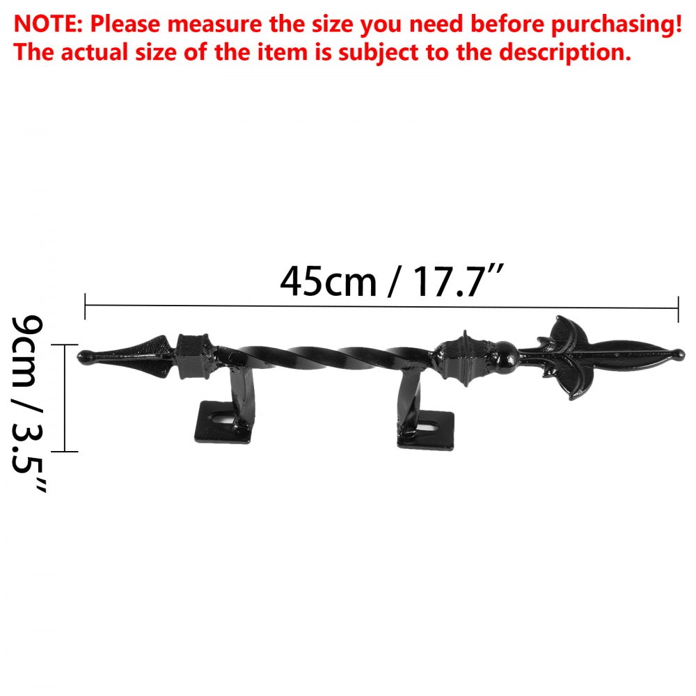 VEVOR Wrought Iron Handrail Wall Mounted Hand Railing, Black