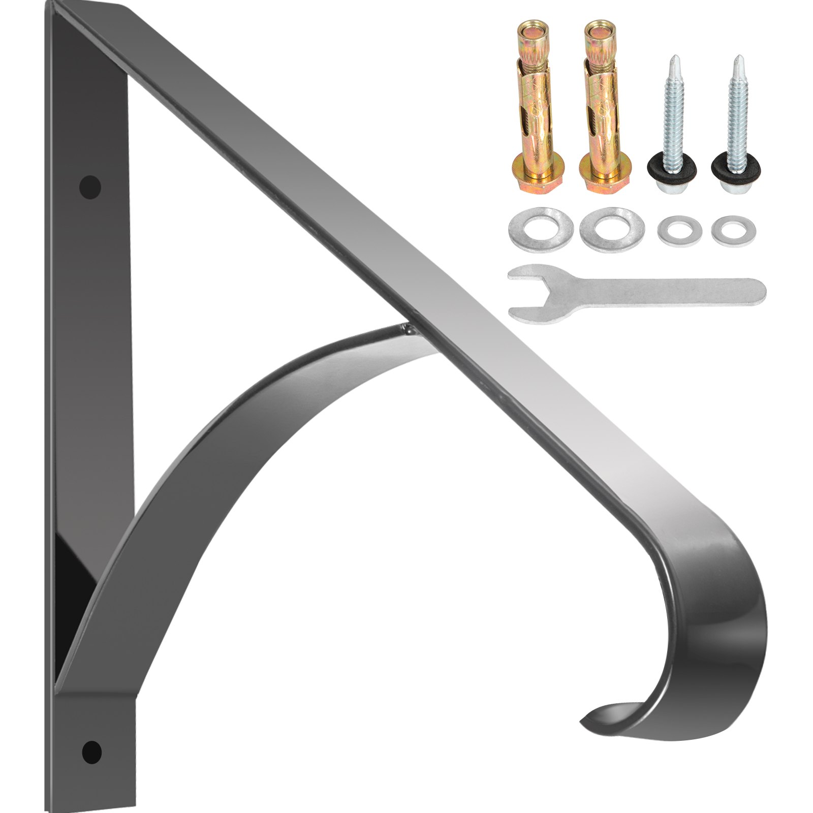 VEVOR Wrought Iron Handrail Iron Stair Railing 61.7lbs Black 18x18" with Bolts