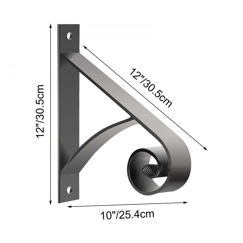 VEVOR Handrail for Outdoor Steps Wrought Iron Handrail 12 x 12" Porch Railing