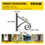 VEVOR Wrought Iron Handrail, 61.7lbs Load Iron Stair Railing, 1 or 2 Steps Wrought Iron Railing 12x12" Step Railing Black Iron Handrail Outdoor Handrail for Porch Deck Garden with Wrench and Bolts