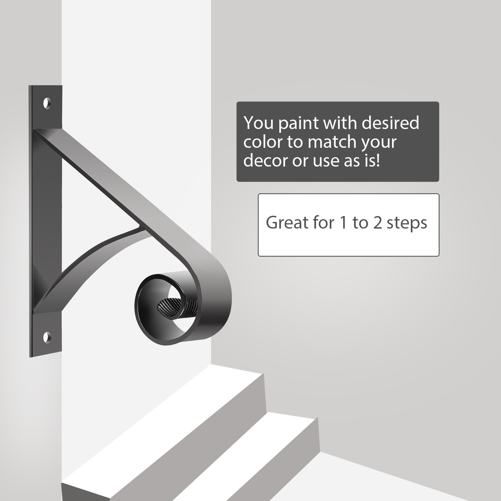 VEVOR Handrail for Outdoor Steps Wrought Iron Handrail 12 x 12" Porch Railing