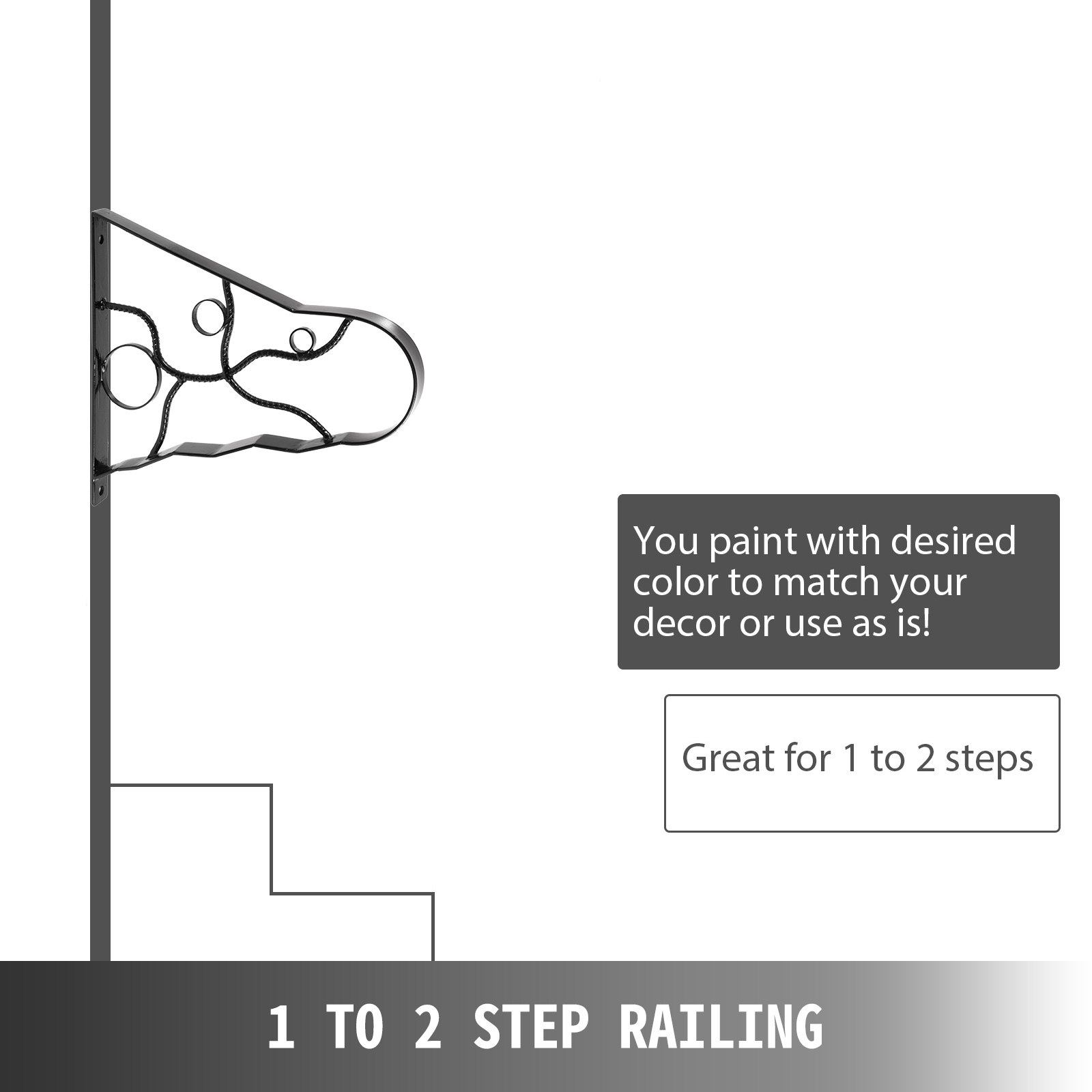 Handrails for Outdoor Steps Wrought Iron Handrail 18" Length Porch Deck Railing