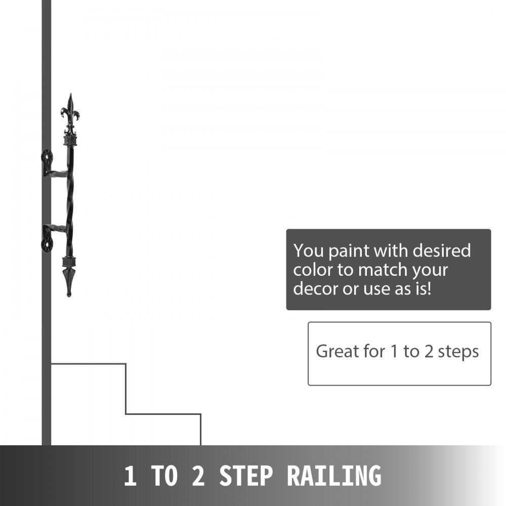 Handrails for Outdoor Steps Wrought Iron Handrail 20" Length Porch Deck Railing