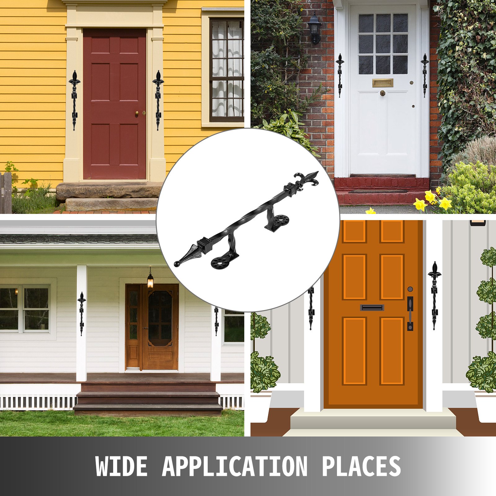 Handrails for Outdoor Steps Wrought Iron Handrail 20" Length Porch Deck Railing