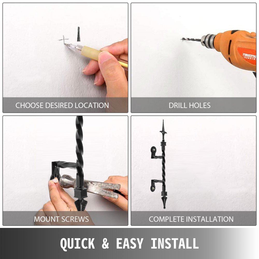 Handrails for Outdoor Steps Wrought Iron Handrail Wall Mount Porch Deck Railing