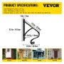 VEVOR Handrails for Outdoor Steps Black Wrought Iron Handrail 50lbs Capacity Metal Handrail for Stairs Curl Shape Porch Entryway Deck Stair Railing Wall Mount Handrail 1 or 2 Step Iron Grab Rail