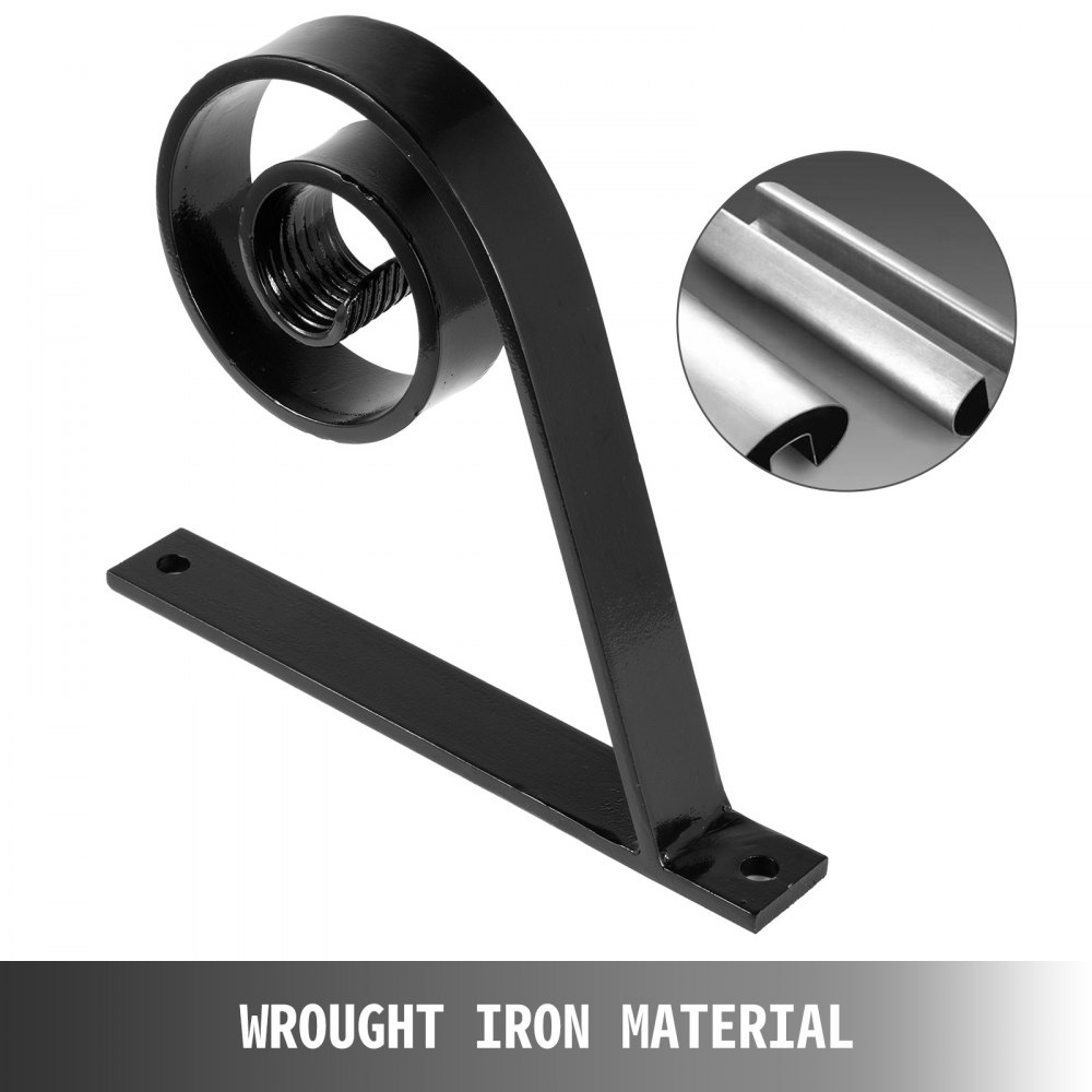 VEVOR Wrought Iron Handrail Wall Mounted Hand Railing, Black
