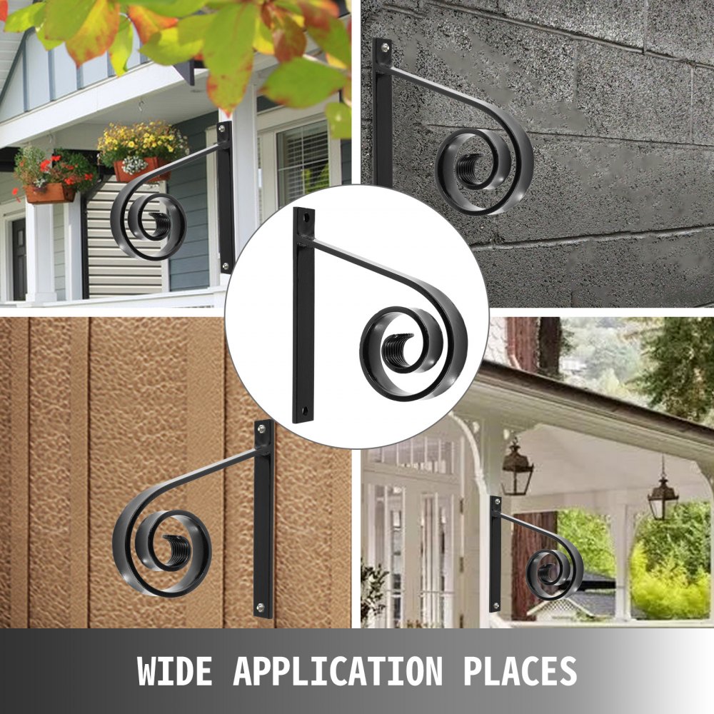 VEVOR Wrought Iron Handrail Wall Mounted Hand Railing, Black