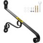 VEVOR Wrought Iron Handrail Wall Mounted Hand Railing 18L x 14H Inch Grab Support Bar Rail Porch Handrail Wrought Hand Rail Staircase Railing 1-2 Stairs Steps