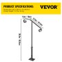 VEVOR Single Post Handrail Handrail Wrought Iron Fits 1 or 2 Steps Matte Gray