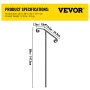 VEVOR Single Post Handrail Wrought Iron Post Mount Step Grab Supports in Ground Long Post Fits 1 or 2 Steps Grab Rail Single Post Railing (Gray)