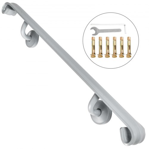 Five Step Stair Handrail for Wrought Iron Stair Railing Gray Outdoor Steps