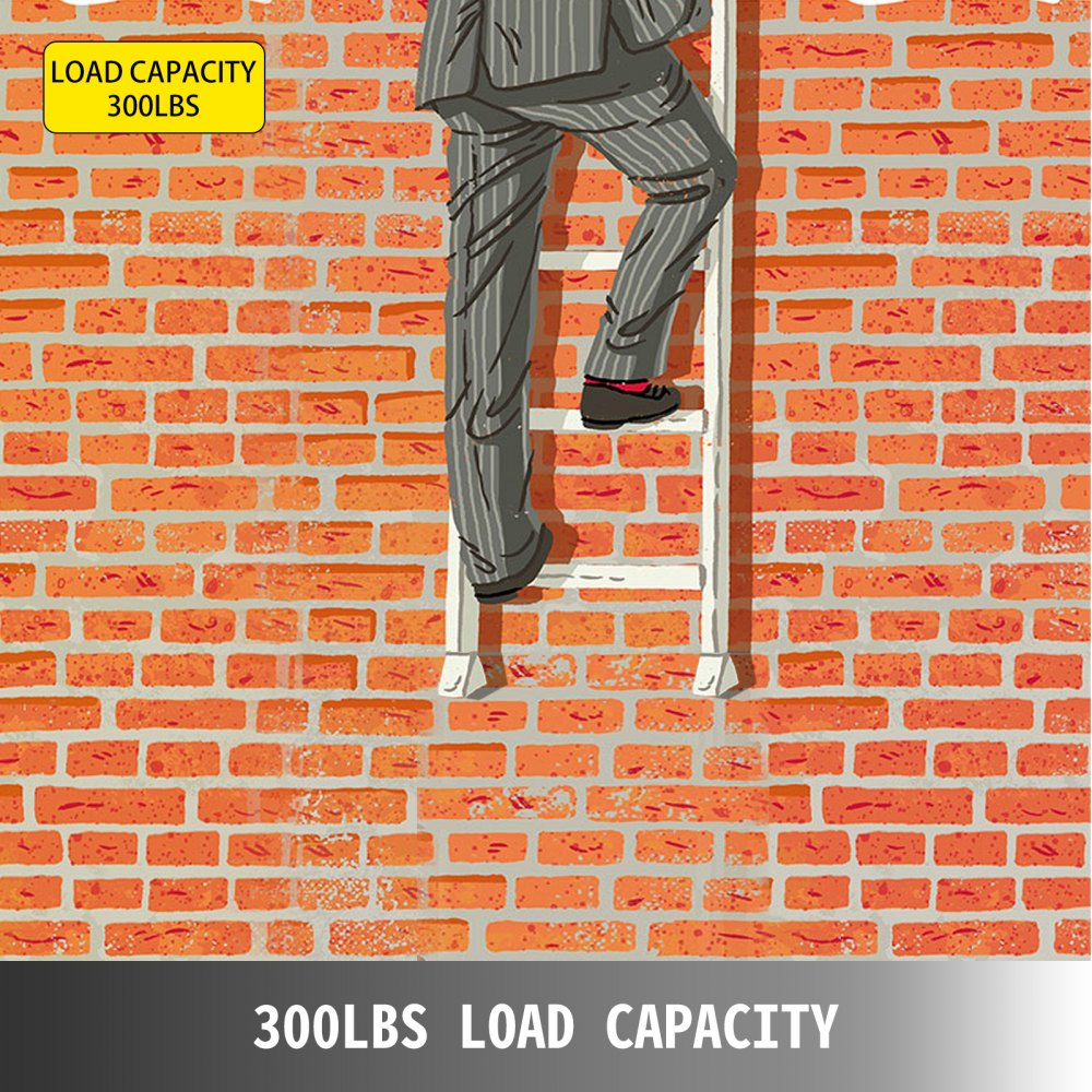 person climbing VEVOR egress ladder on brick wall, 300lbs load capacity.
