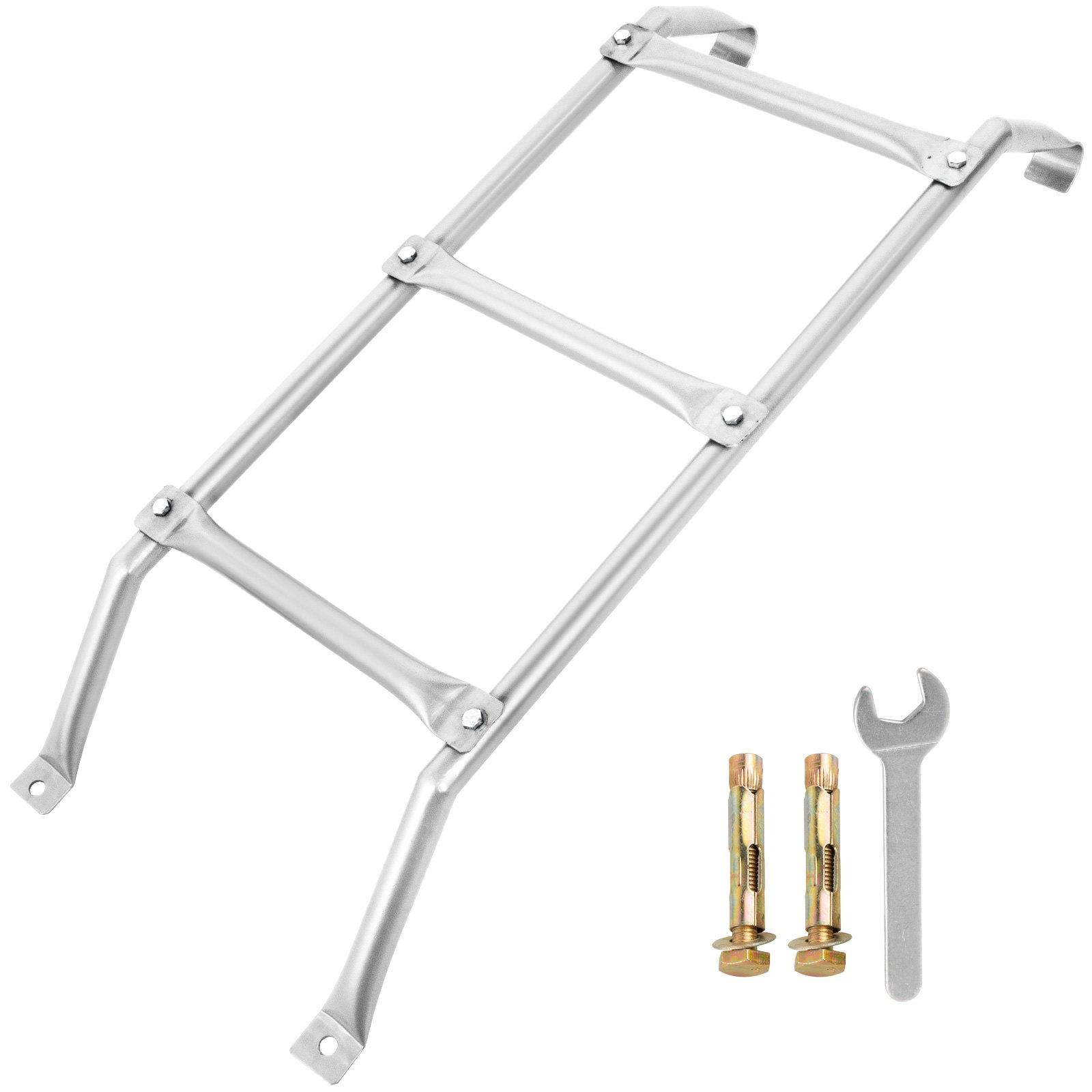 VEVOR egress ladder with bolts and wrench for installation, shown at an angle.