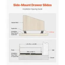 VEVOR Undermount Drawer Slides 16 inch Under Stair Cabinet Rails 260 LB Load