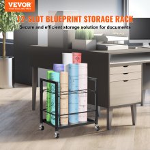 VEVOR Blueprint Storage Rack 12 Slots Mobile Roll File Holder for Architectural