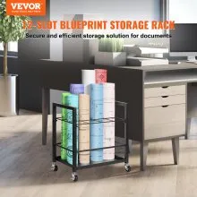 VEVOR Blueprint Storage Rack 12 Slots Mobile Roll File Holder for Architectural, Blue Print Storage Organizer - Mobile Roll File Cart, Construction Plan Holders, Blueprint Cabinet with Wheels, Roll Files Storage for Office and Home