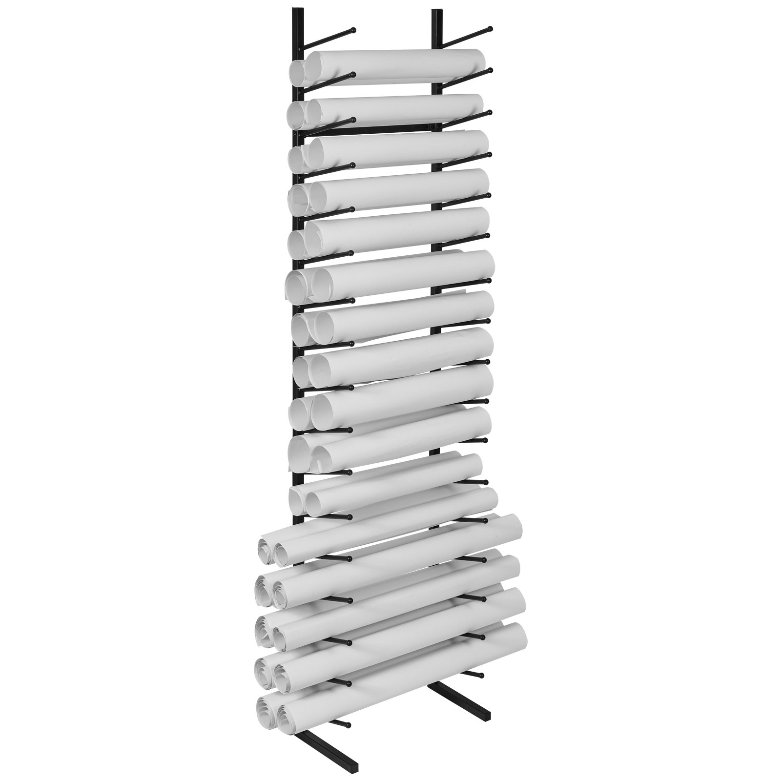 VEVOR Blueprint Storage Rack, Hanging Poster Display Rack 16-Tier, Vertical Blueprint Roll File Holder 2 Rolls/tire, Roll File Storage Rack for Blueprint Map Poster