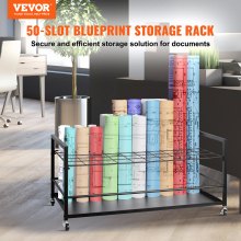 VEVOR Blueprint Storage Rack 50 Slots Mobile Roll File Holder for Architectural