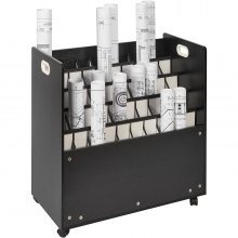 VEVOR Blueprint Roll File Holder 50 Slots Mobile Wooden Blueprint Storage Cart, Blue Print Storage Organizer - Mobile Roll File Cart, Construction Plan Holders, Blueprint Cabinet with Wheels, Roll Files Storage for Office and Home