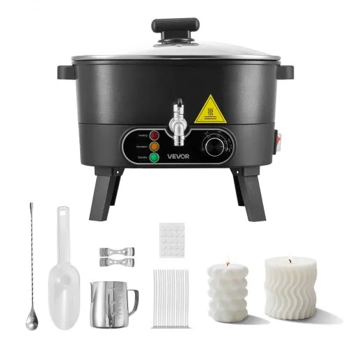 VEVOR Wax Melter for Candle Making, 6.3 Qts, Fast and Even Heating, with Easy Pour Spout and Temperature Control, Grooved Base for Non-Stick and Smooth Flow, Wax Melting Pot for Making Candles Soaps