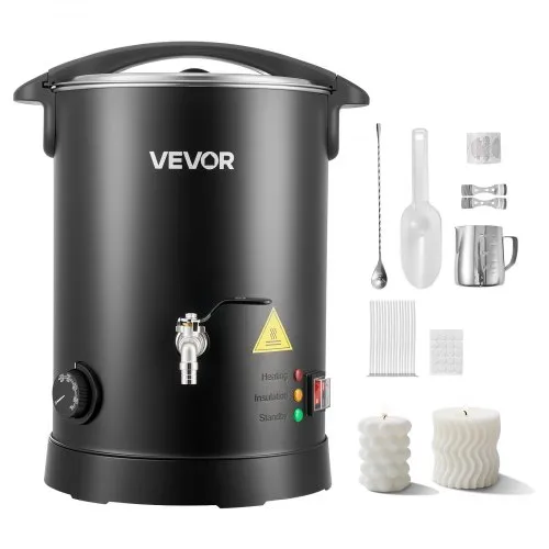 VEVOR Wax Melter for Candle Making, 8.5 Qts, Fast and Even Heating, with Easy Pour Spout and Temperature Control, Hourglass Base for Non-Stick Smooth Flow, Wax Melting Pot for Making Candles Soaps